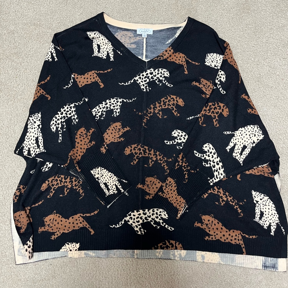 Mudpie Leopard Bat Wing Sweater - Worn Once - Excellent Condition